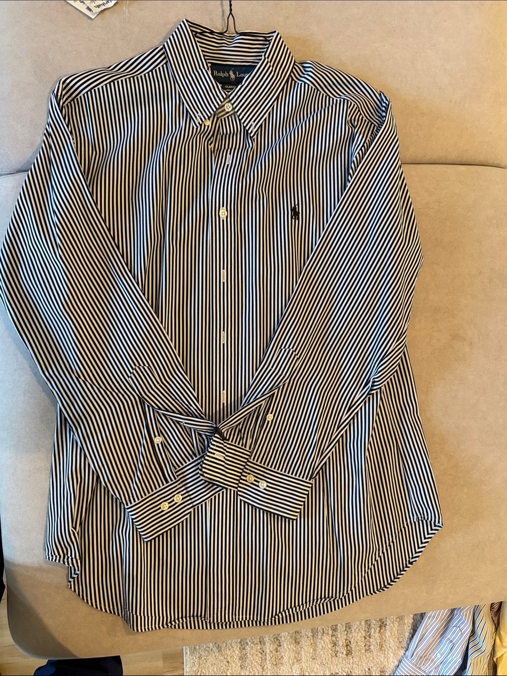 Ralph Lauren Men’s Black and White Striped Dress Shirt